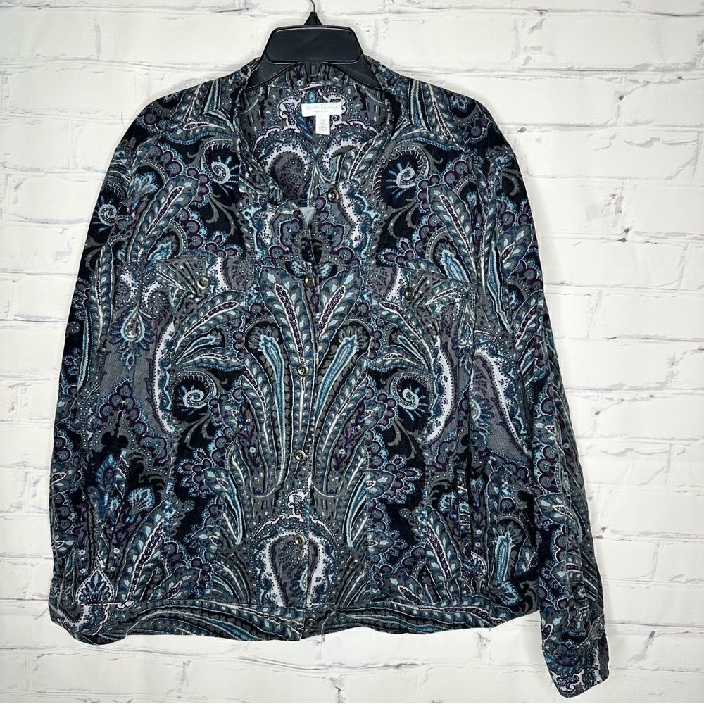 Charter Club size 3X blue, black, gray and white jacket